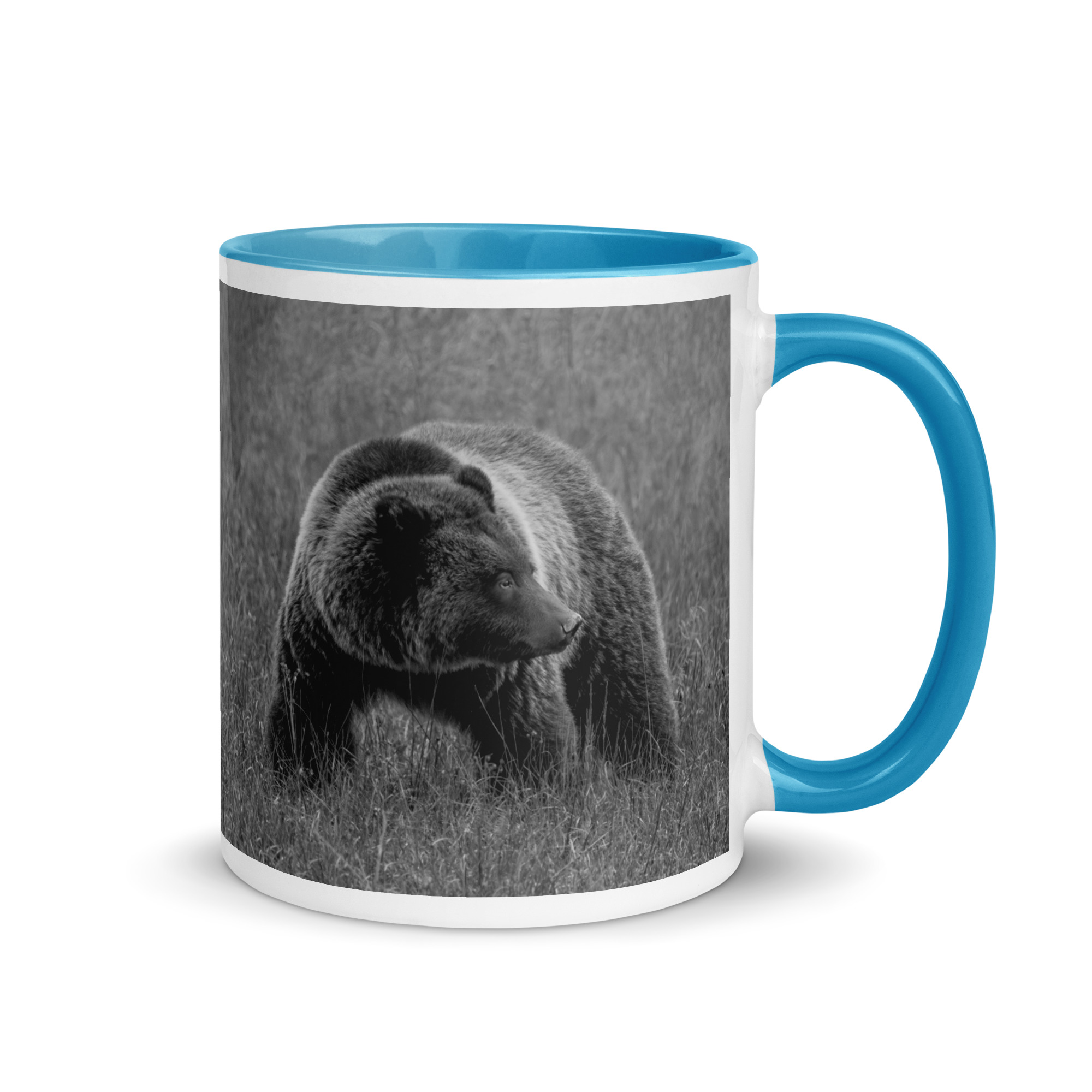 Grizzley bear on Alert! Mug with Color Inside - Image 16