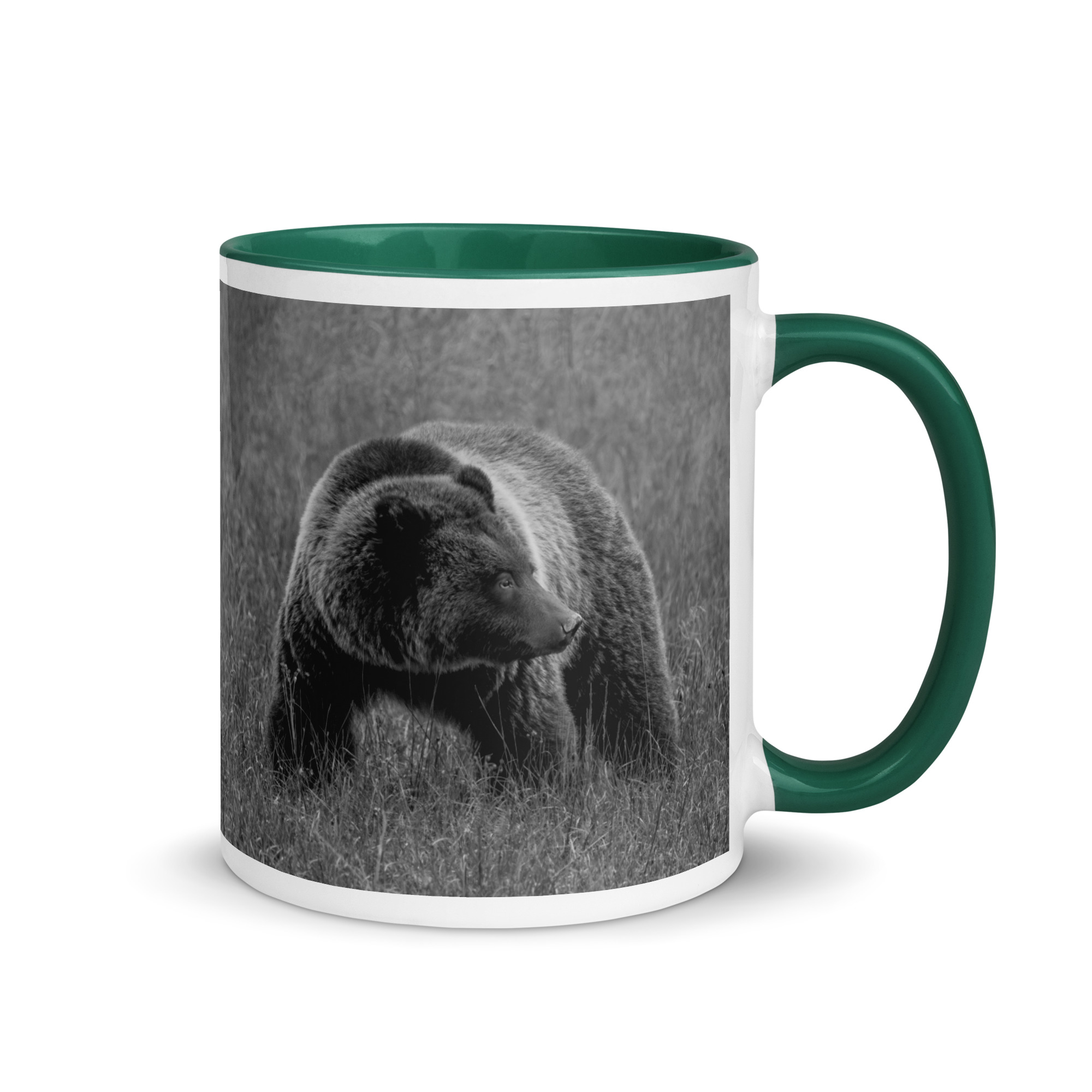 Grizzley bear on Alert! Mug with Color Inside - Image 10