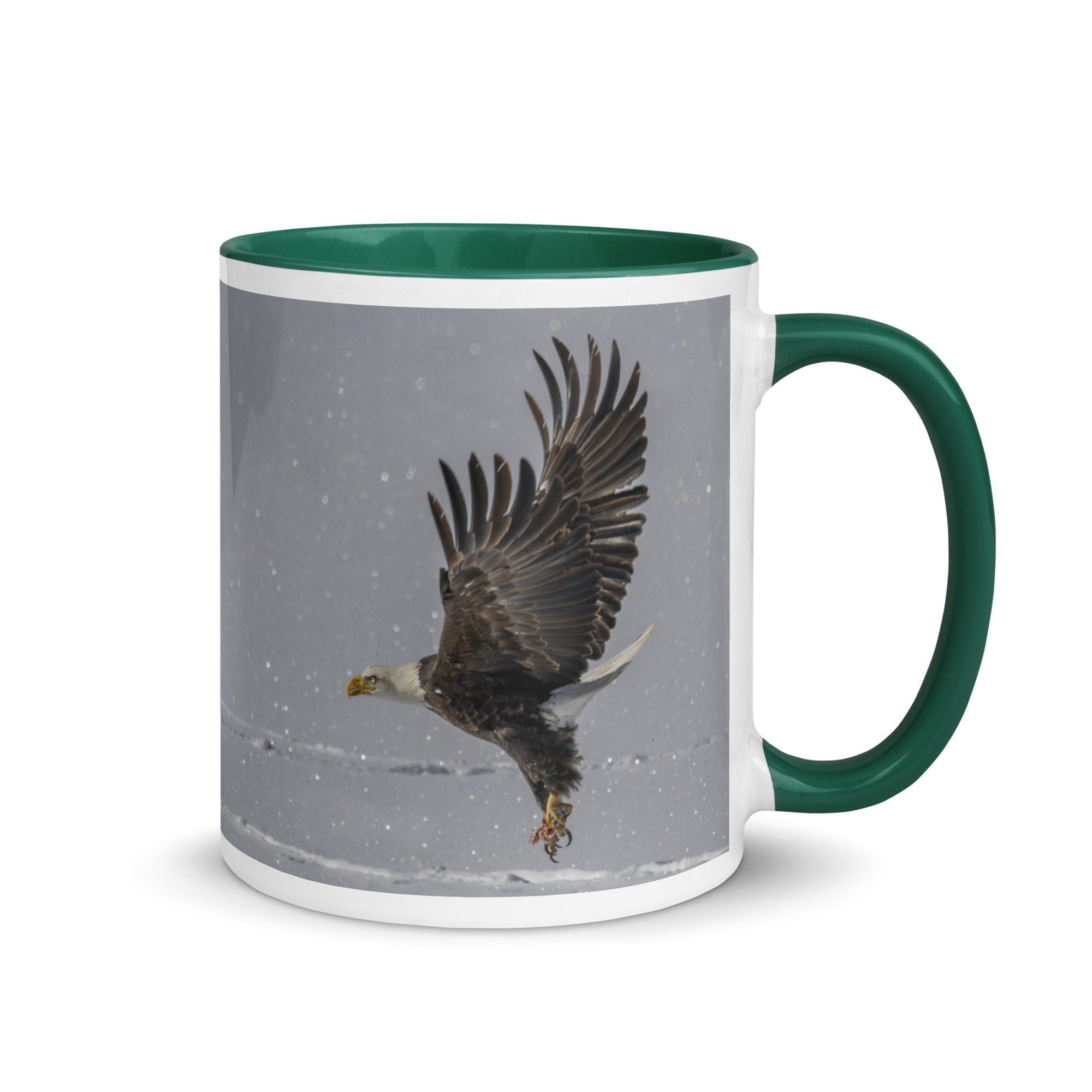 Bald eagle hunting in snow! Mug with Color Inside - Image 10