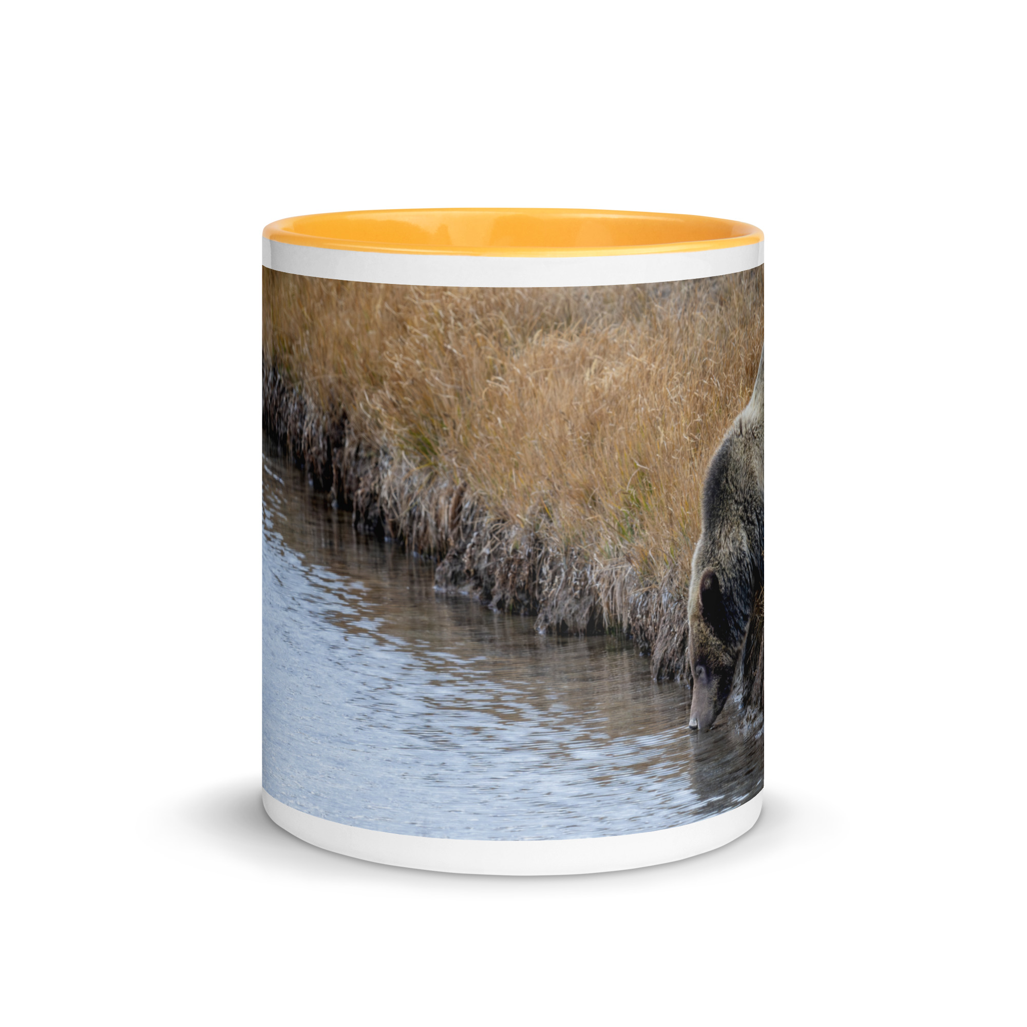 Grizzly bear quenching thirst! Mug with Color Inside - Image 23