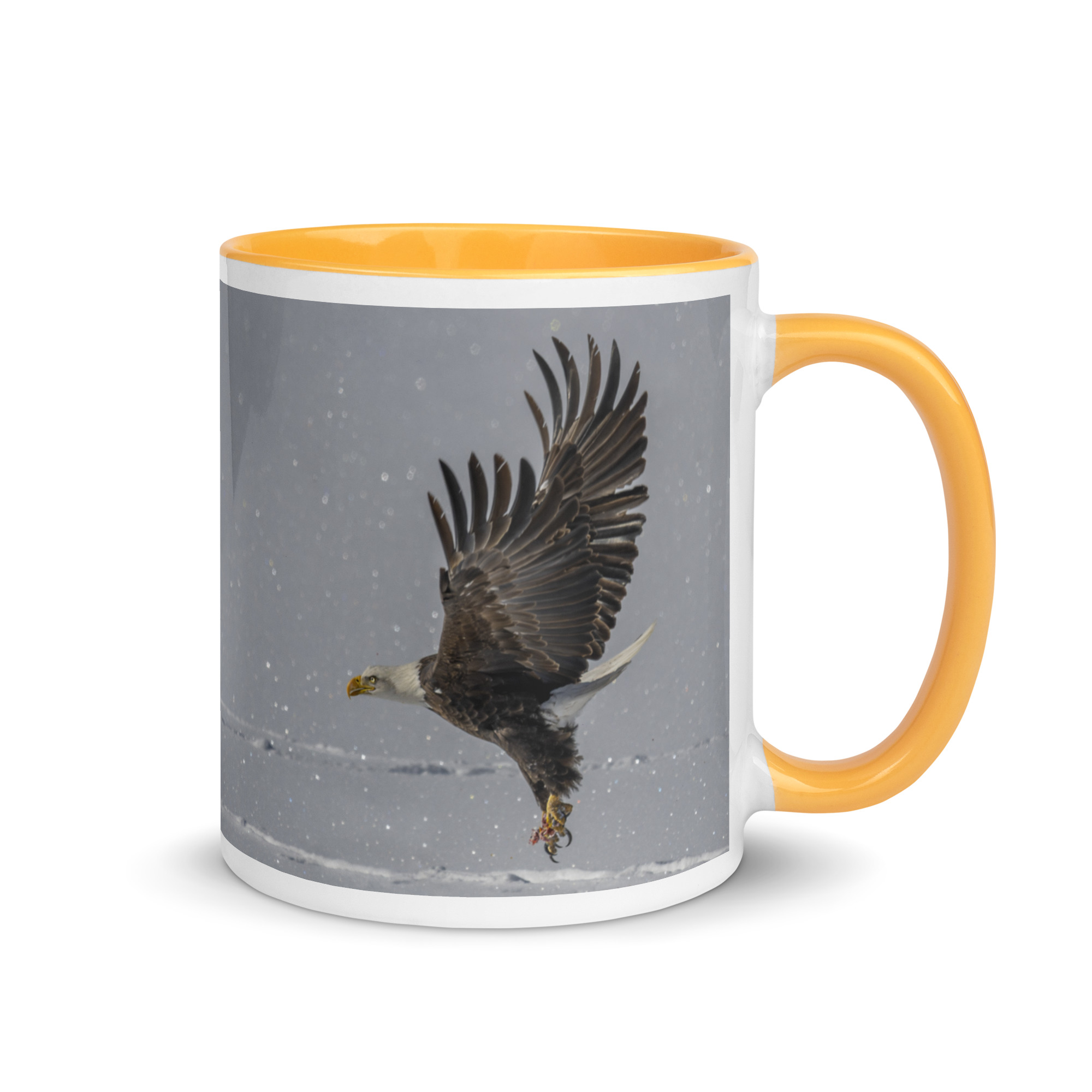 Bald eagle hunting in snow! Mug with Color Inside - Image 22