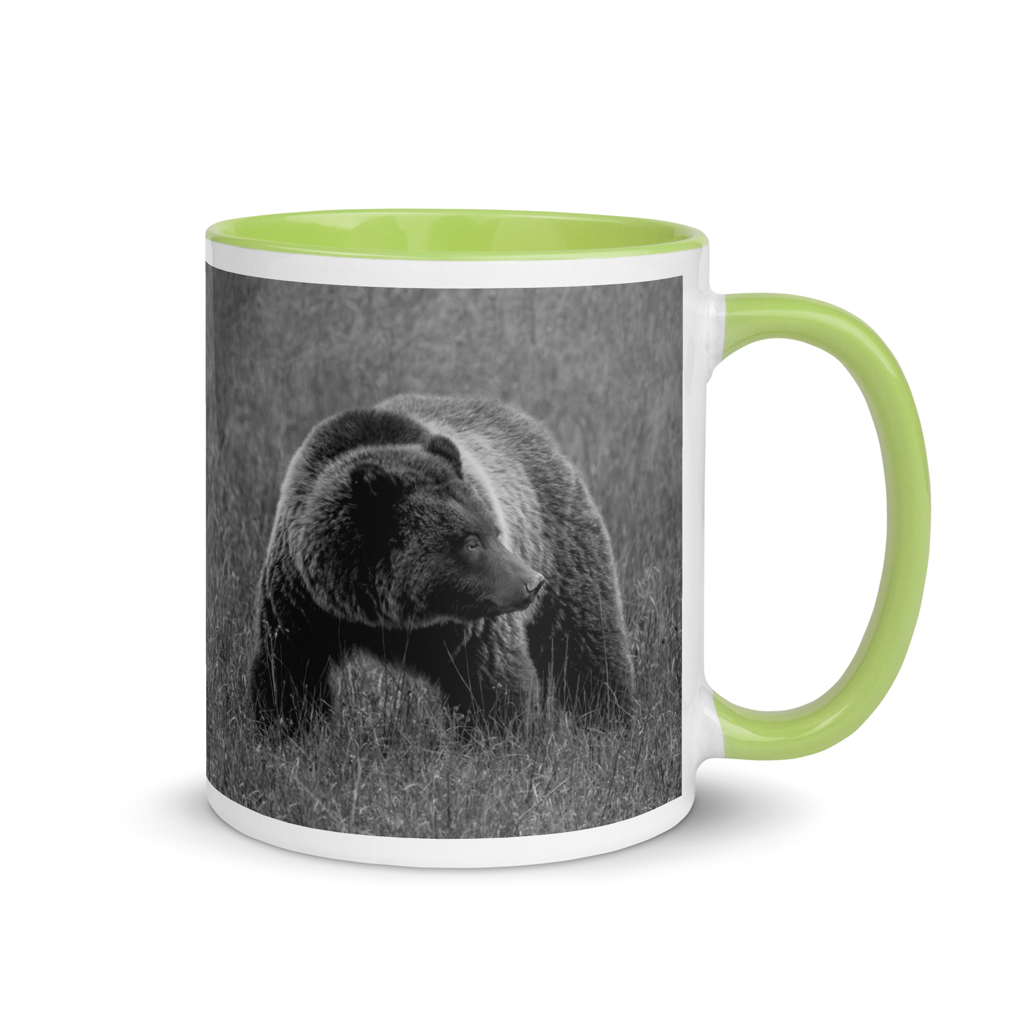 Grizzley bear on Alert! Mug with Color Inside - Image 25