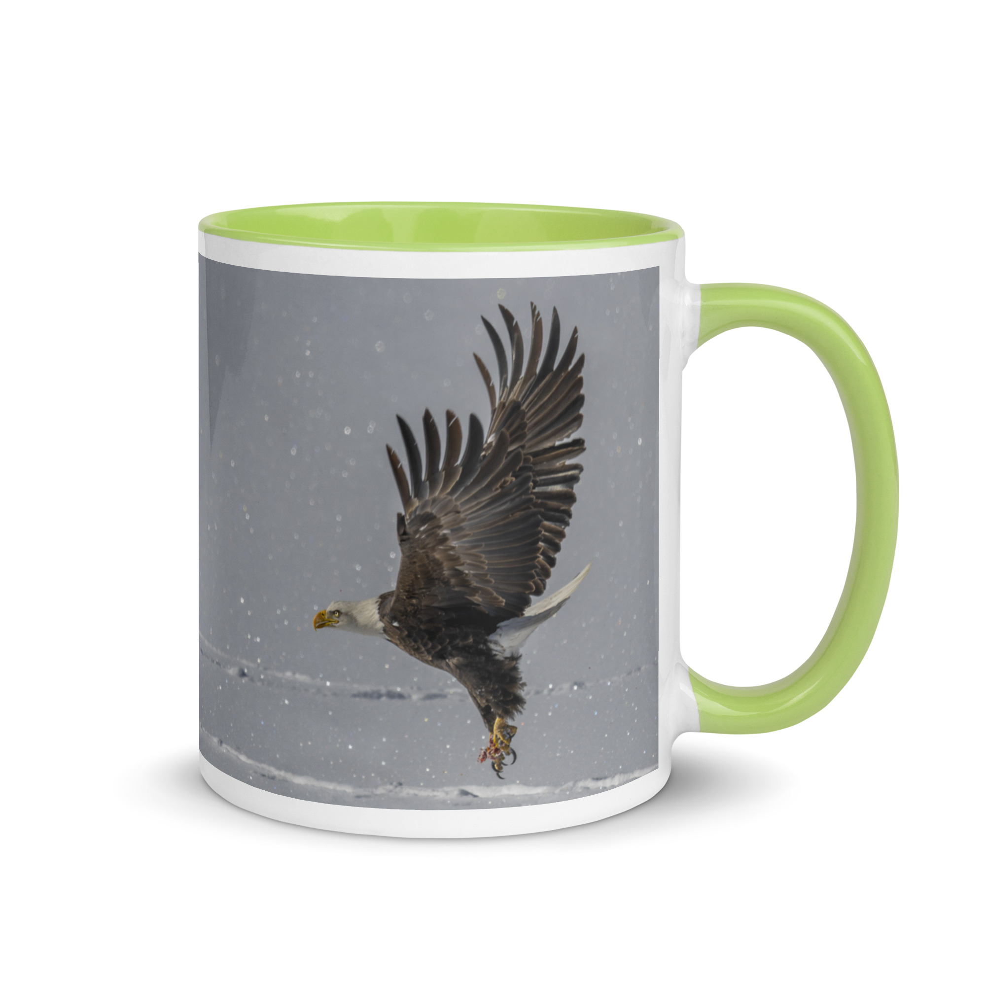 Bald eagle hunting in snow! Mug with Color Inside - Image 25