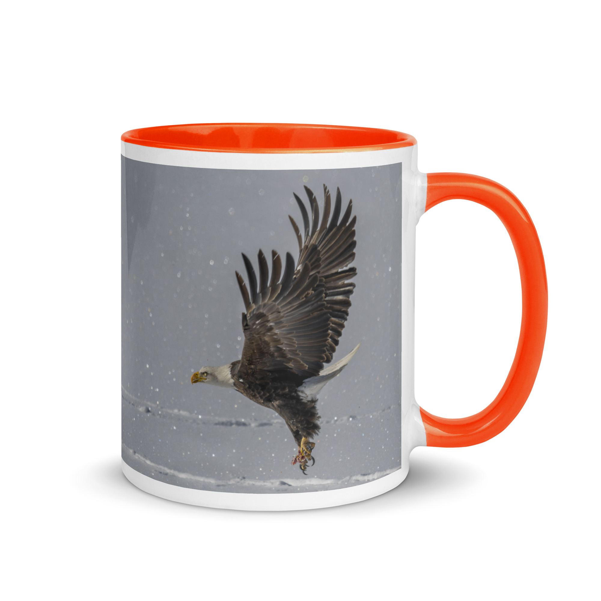 Bald eagle hunting in snow! Mug with Color Inside - Image 13