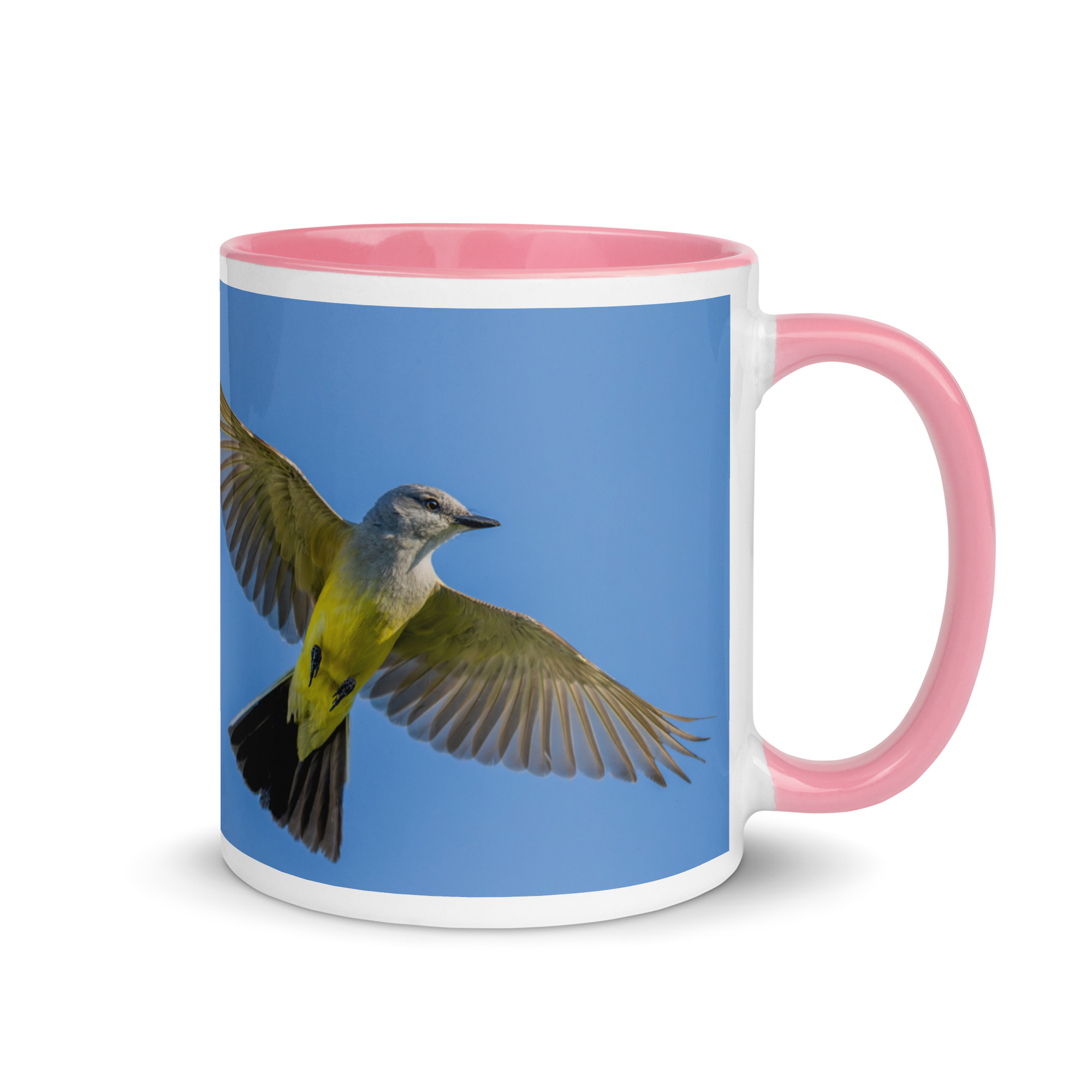 Western kingbird in flight! Mug with Color Inside - Image 19