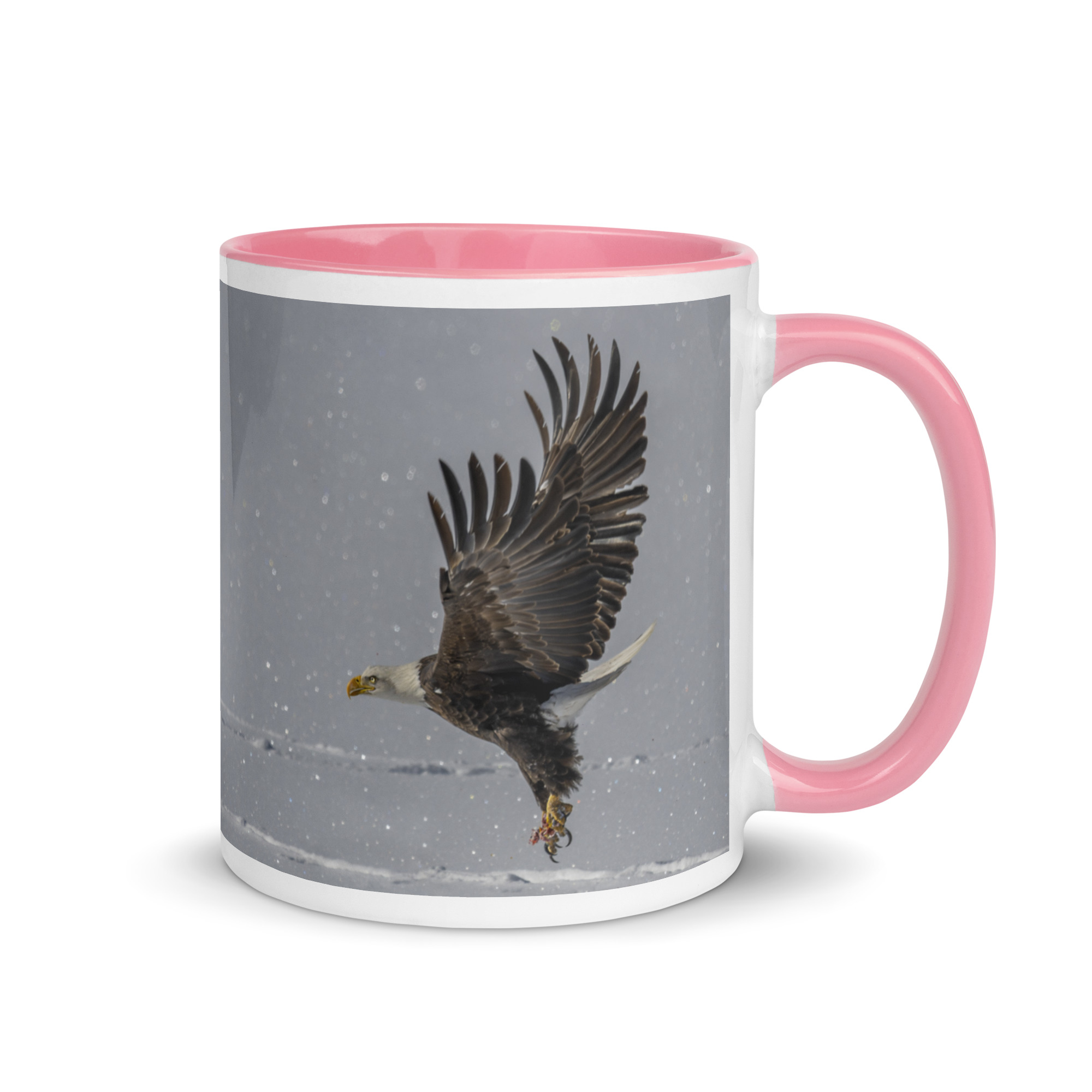 Bald eagle hunting in snow! Mug with Color Inside - Image 19