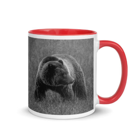 Grizzley bear on Alert! Mug with Color Inside