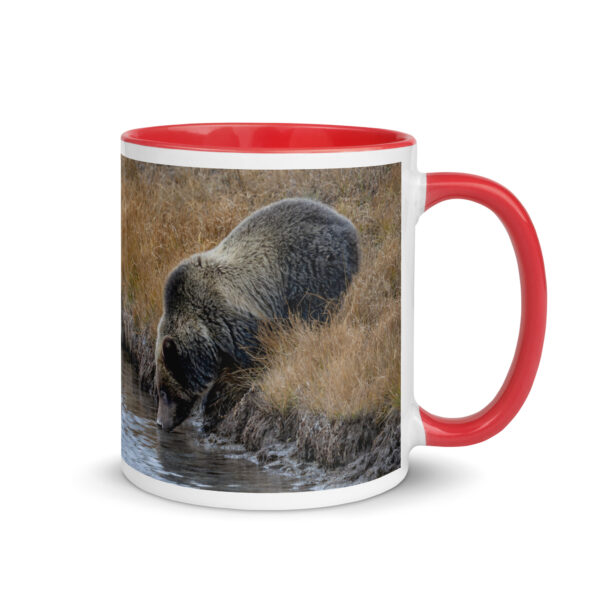 Grizzly bear quenching thirst! Mug with Color Inside