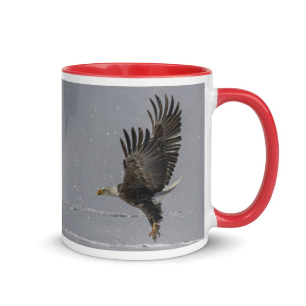 Bald eagle hunting in snow! Mug with Color Inside