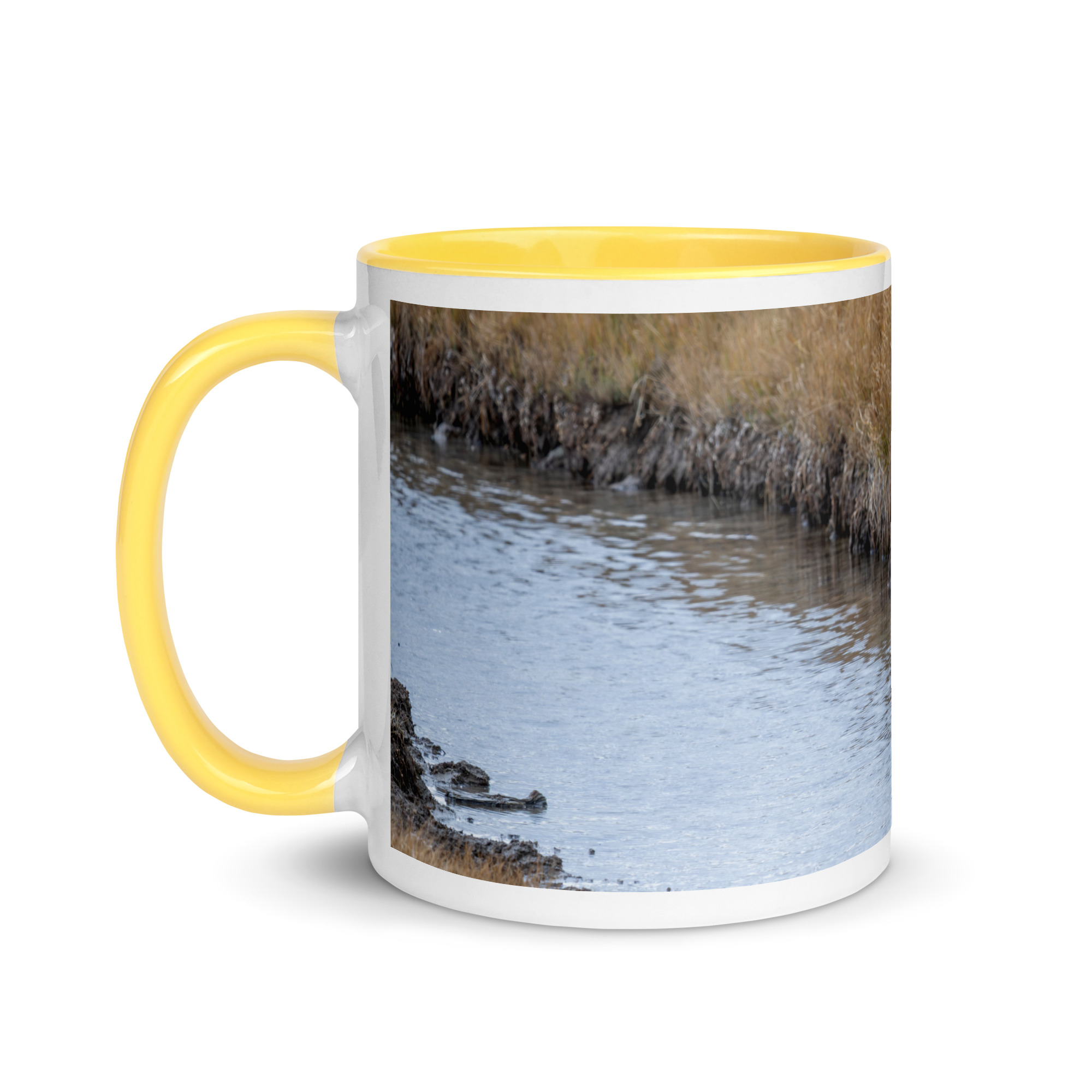 Grizzly bear quenching thirst! Mug with Color Inside - Image 30