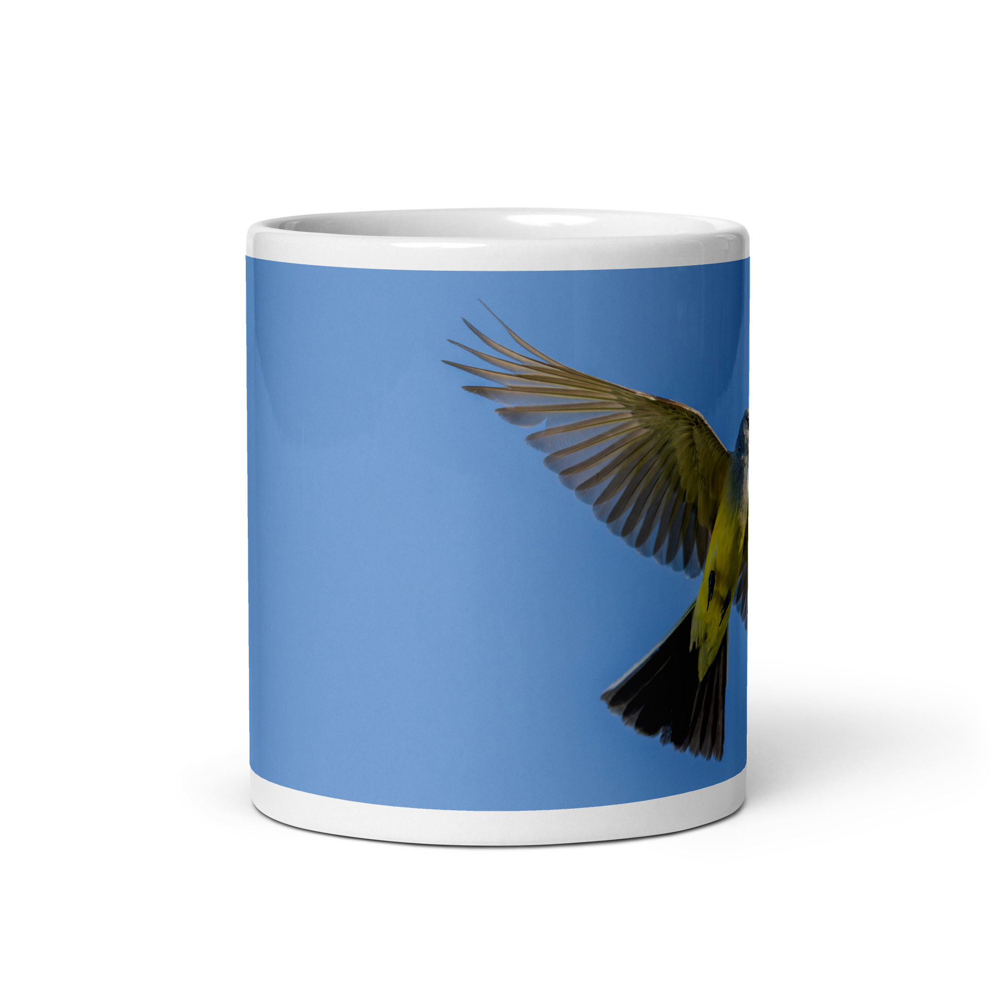 Western kingbird in flight! White glossy mug - Image 3