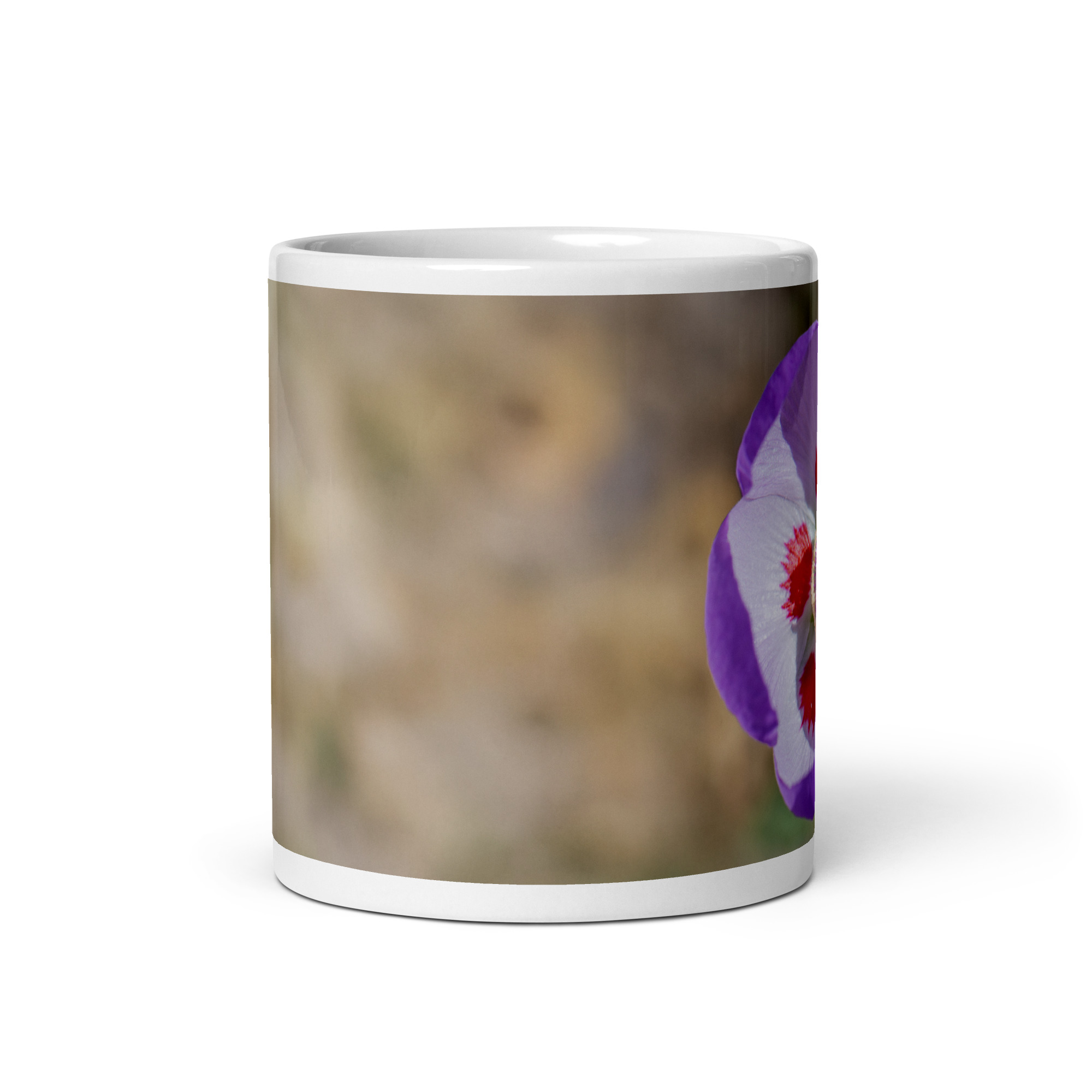 Desert five-spot in bloom! White glossy mug - Image 3