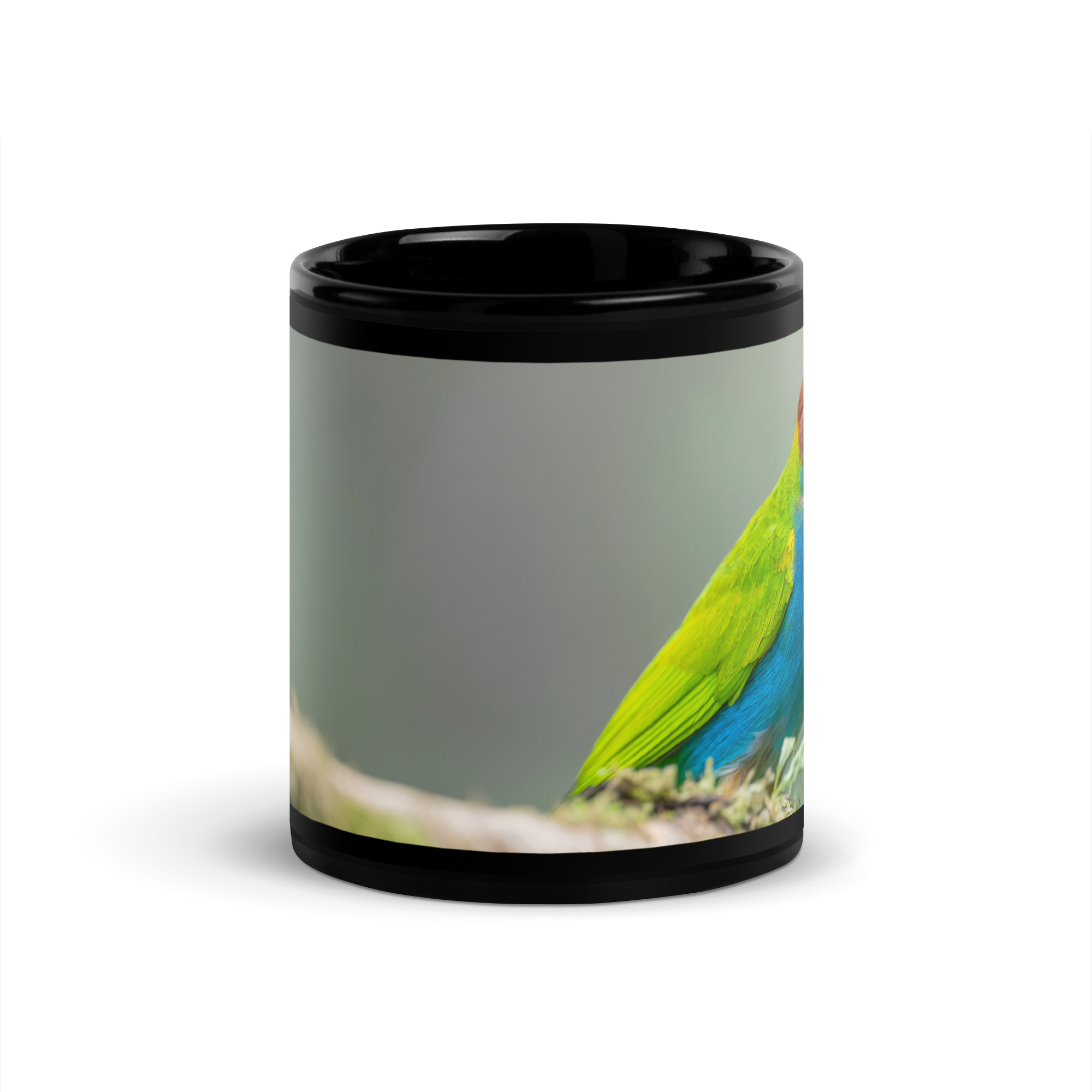 Bay Headed Tanager in rain Forest! Black Glossy Mug - Image 3