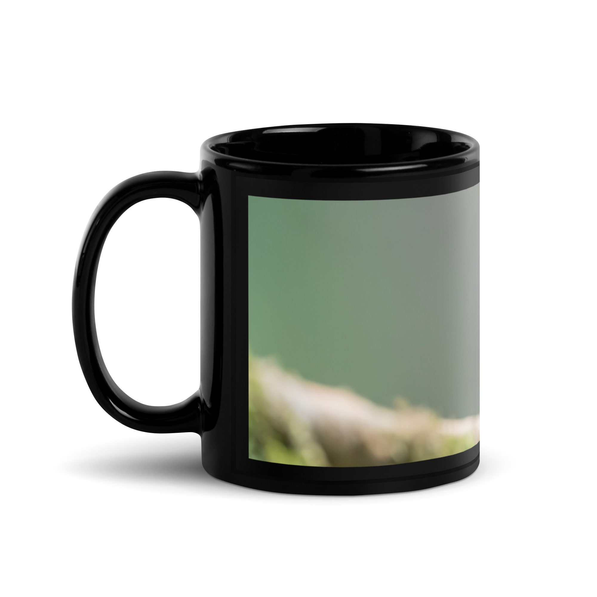Bay Headed Tanager in rain Forest! Black Glossy Mug - Image 2
