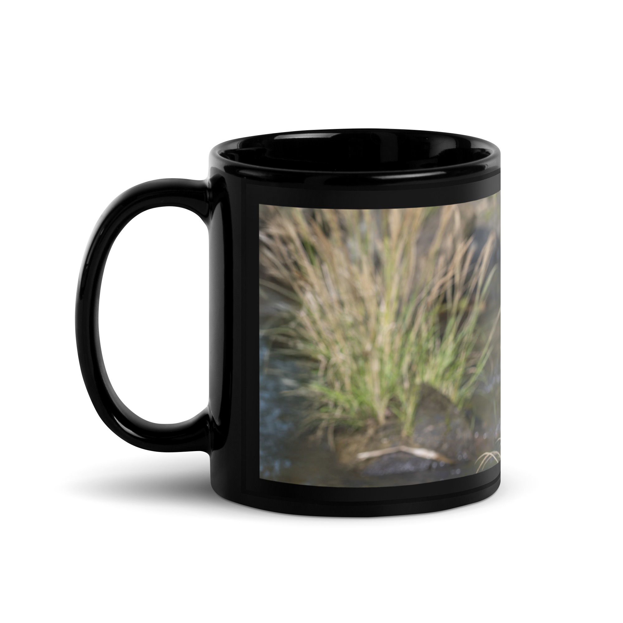 Bare-throated tiger heron! Black Glossy Mug - Image 2