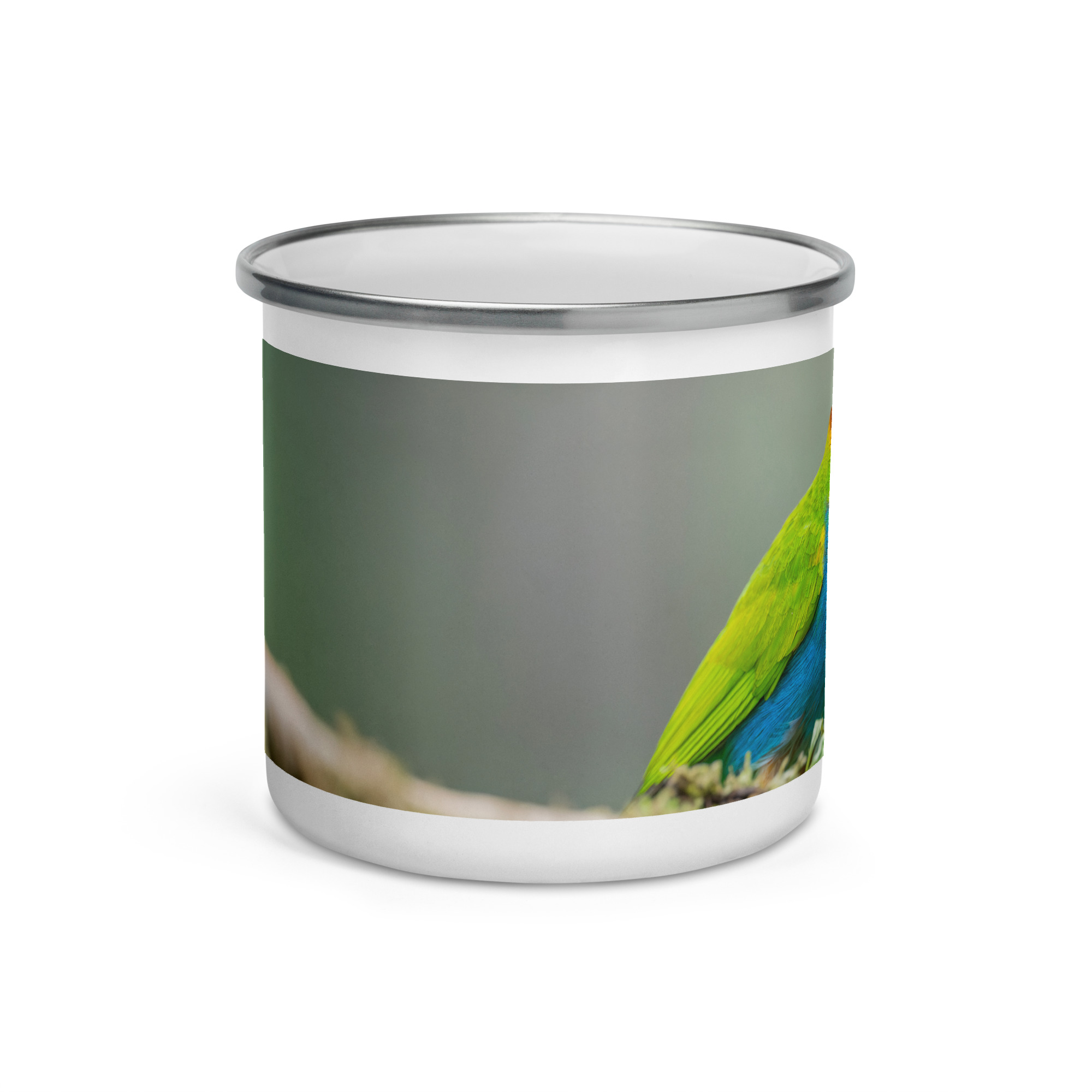 Bay Headed Tanager in rain Forest! Enamel Mug - Image 2