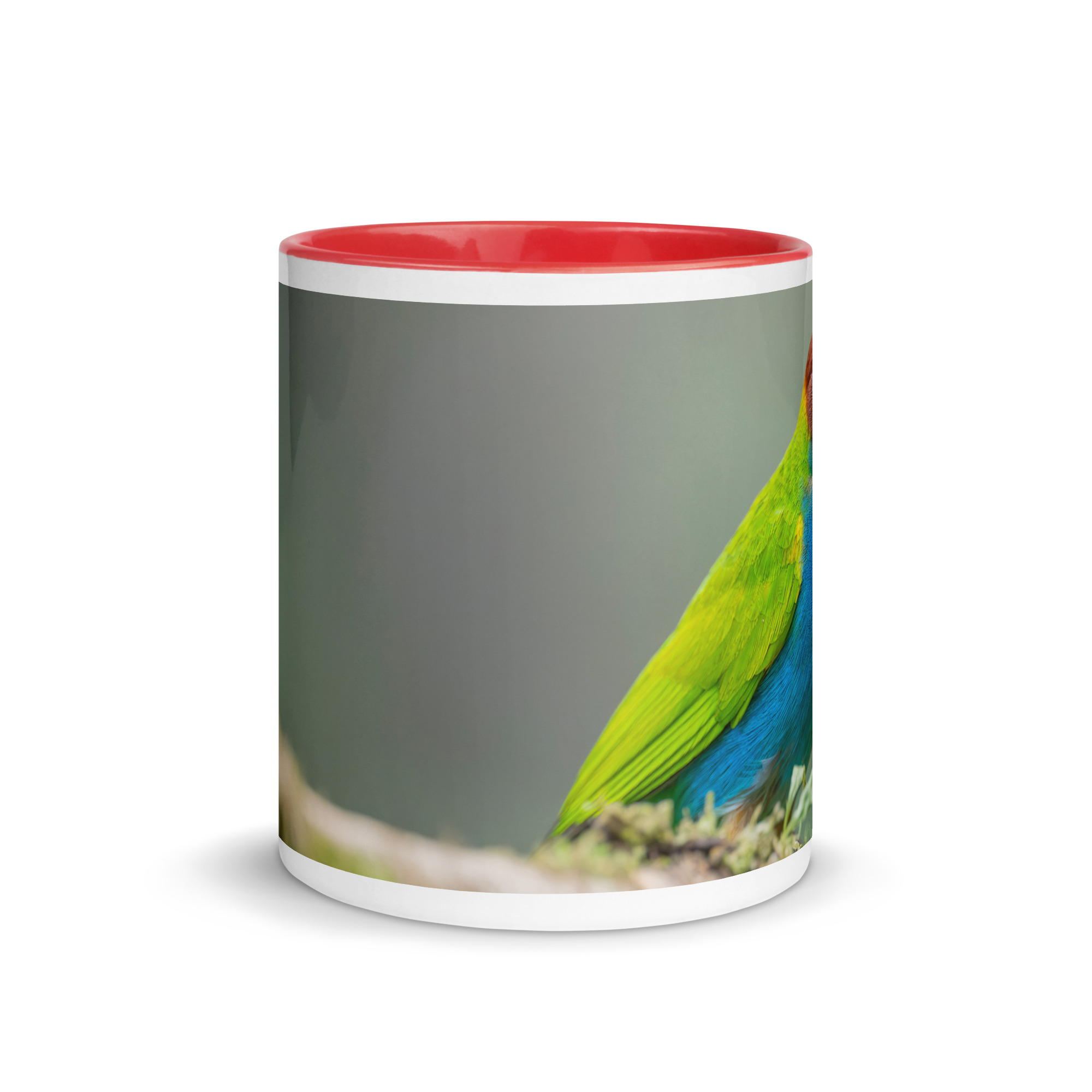 Bay Headed Tanager in rain Forest! Mug with Color Inside - Image 2