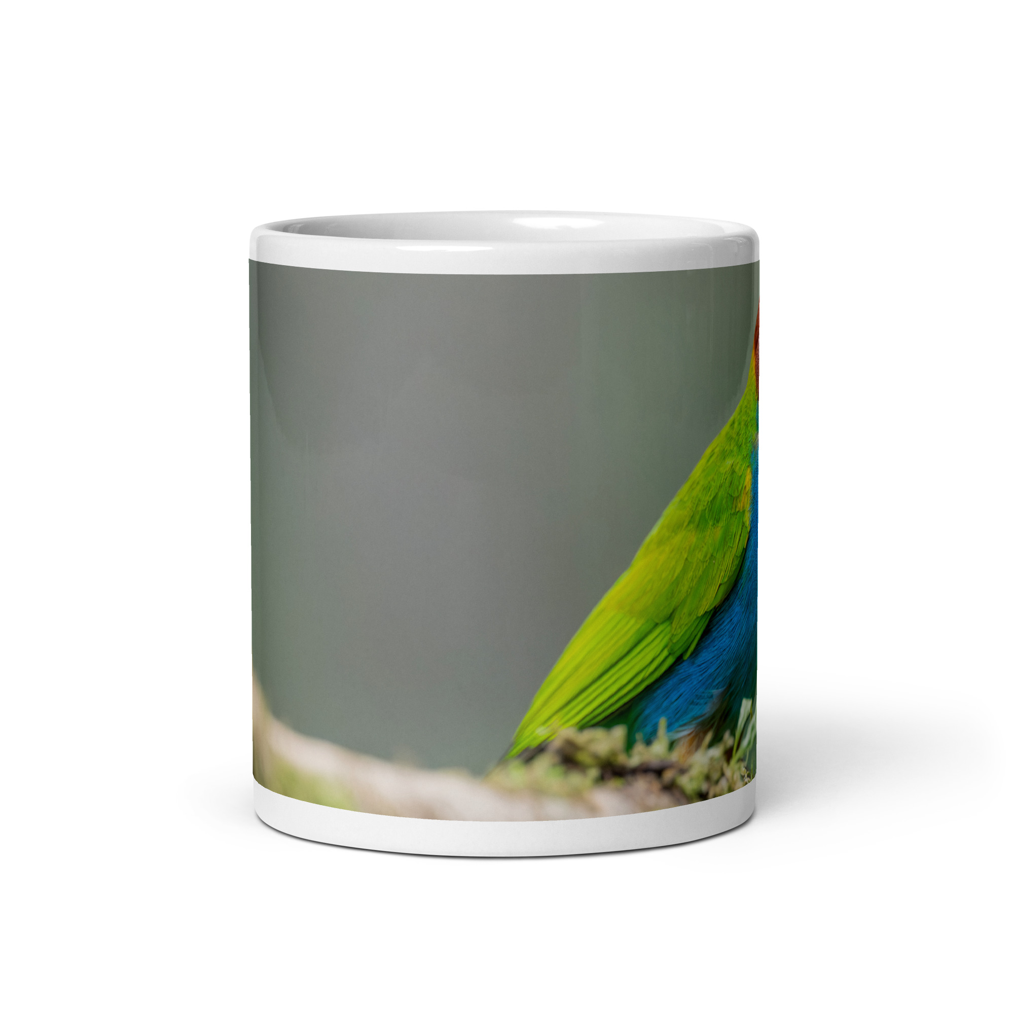 Bay Headed Tanager in rain Forest! White glossy mug - Image 3