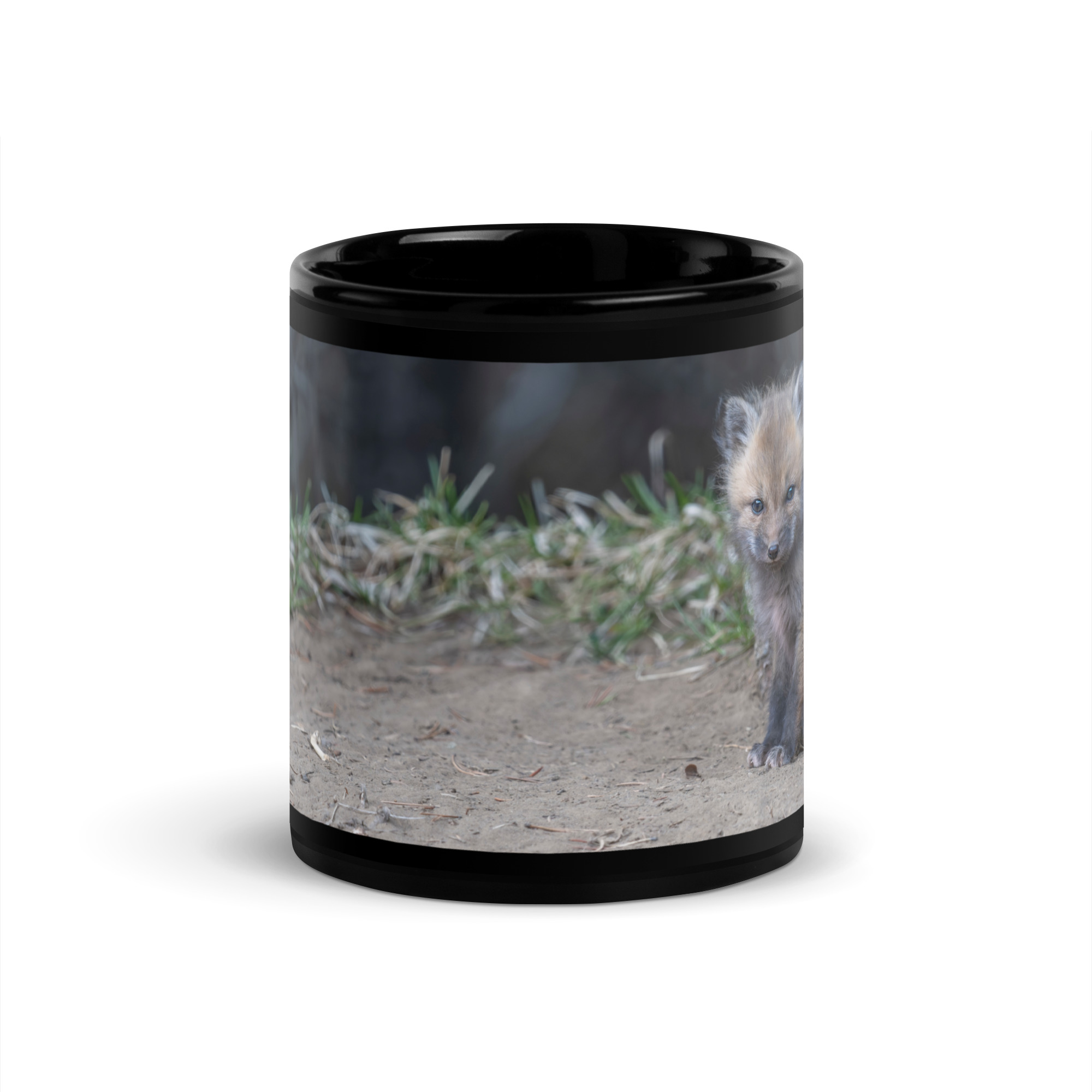Baby Fox! Black Glossy Mug - Image 3