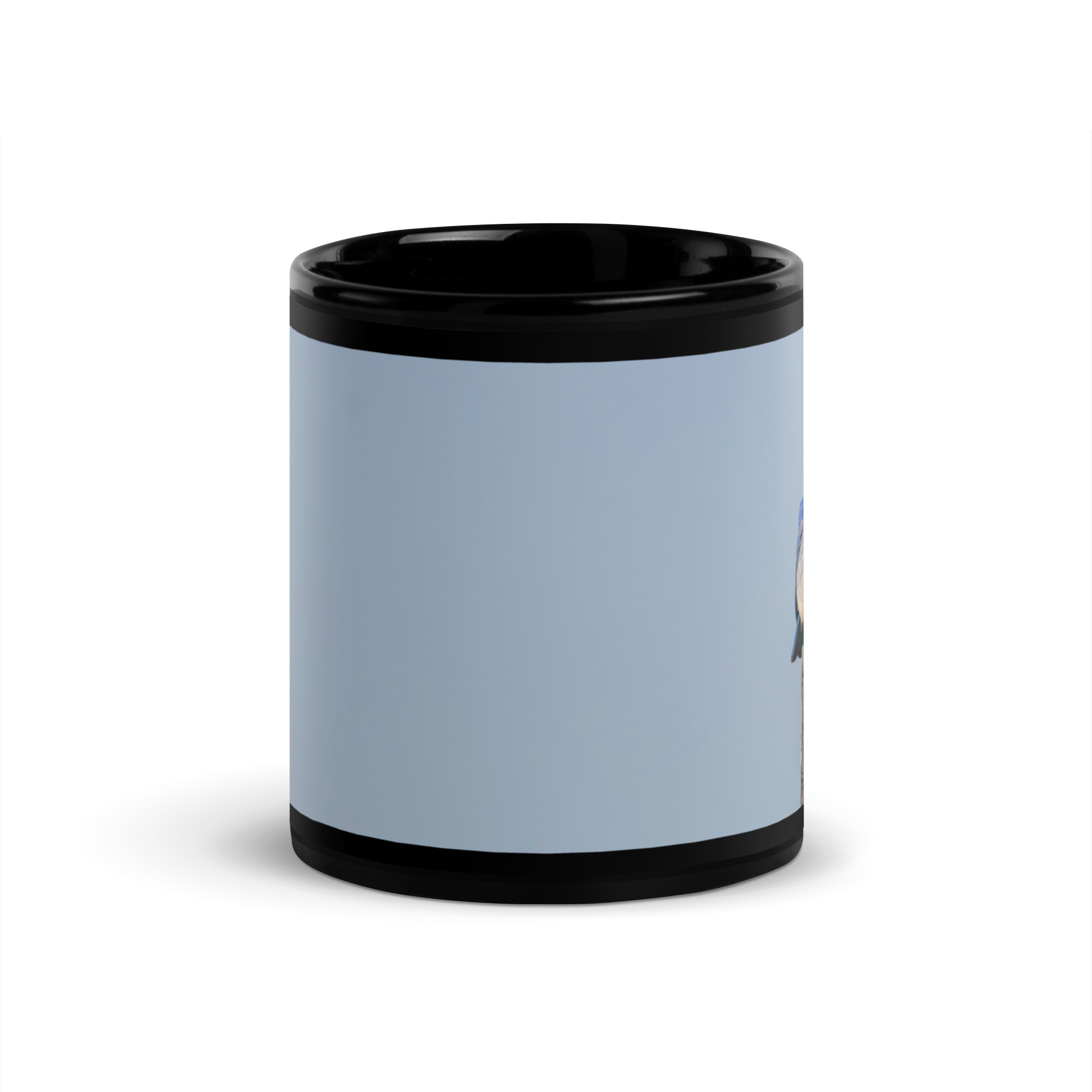 Mountain Blue Bird with food! Black Glossy Mug - Image 3
