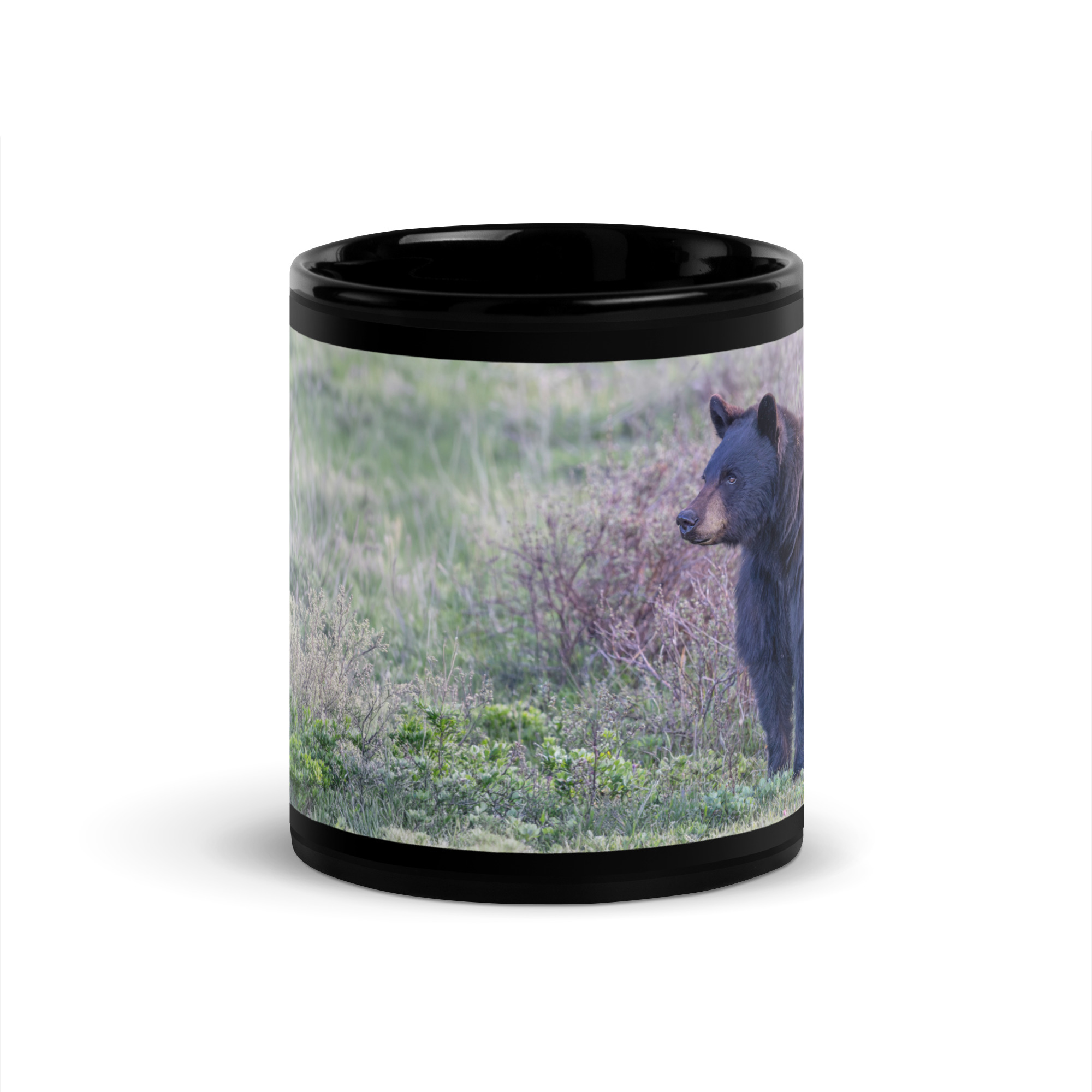 American black bear! Black Glossy Mug - Image 3