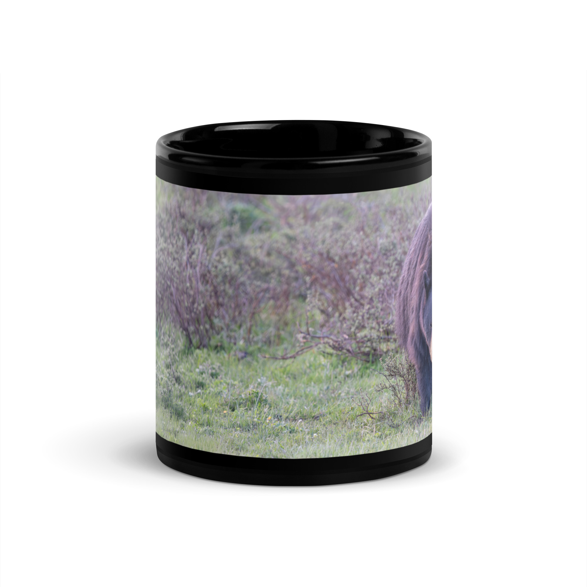 American black bear! Black Glossy Mug - Image 3