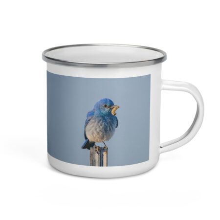 Mountain Blue Bird with food! Enamel Mug