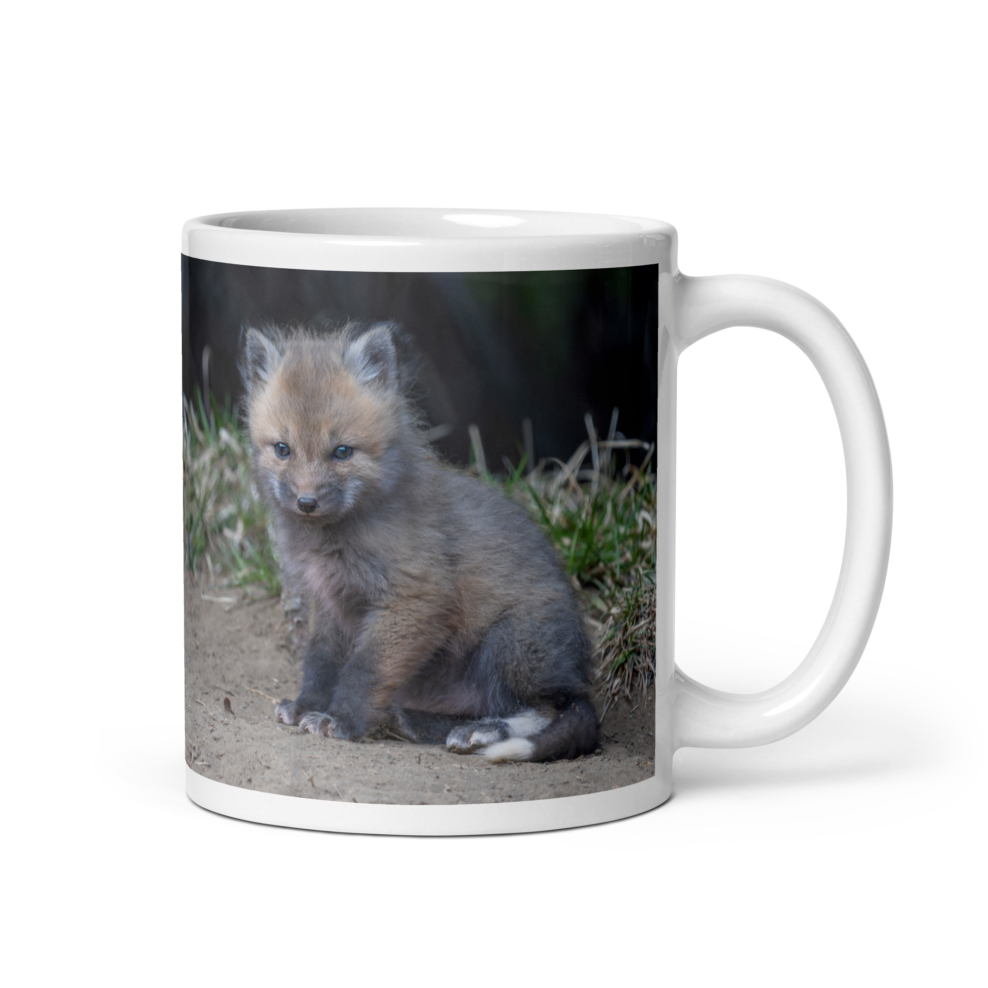 Baby Fox! White glossy mug